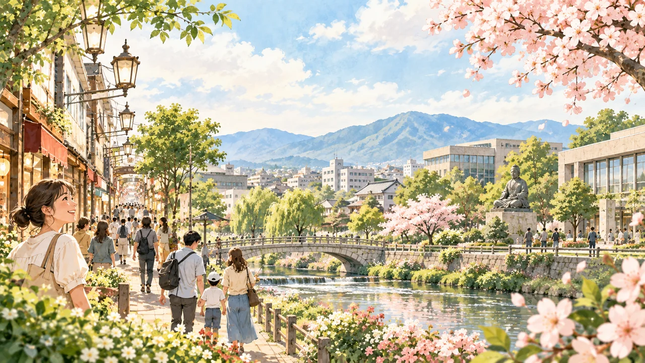 大和高田市をイメージした水彩風景